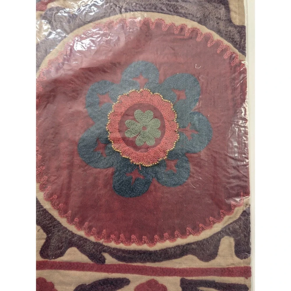 Potterry Barn Suzani Applique Pillow Covers Sham 16x26 Embroidered NWT